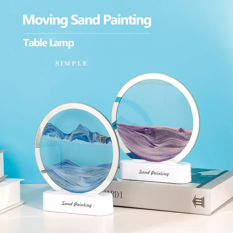 New Xiaomi Quicksand Table Lamp USB Moving Sand Painting Night Light 3D Landscape Bedside Lamps Sand Art Office Home Decor Gifts