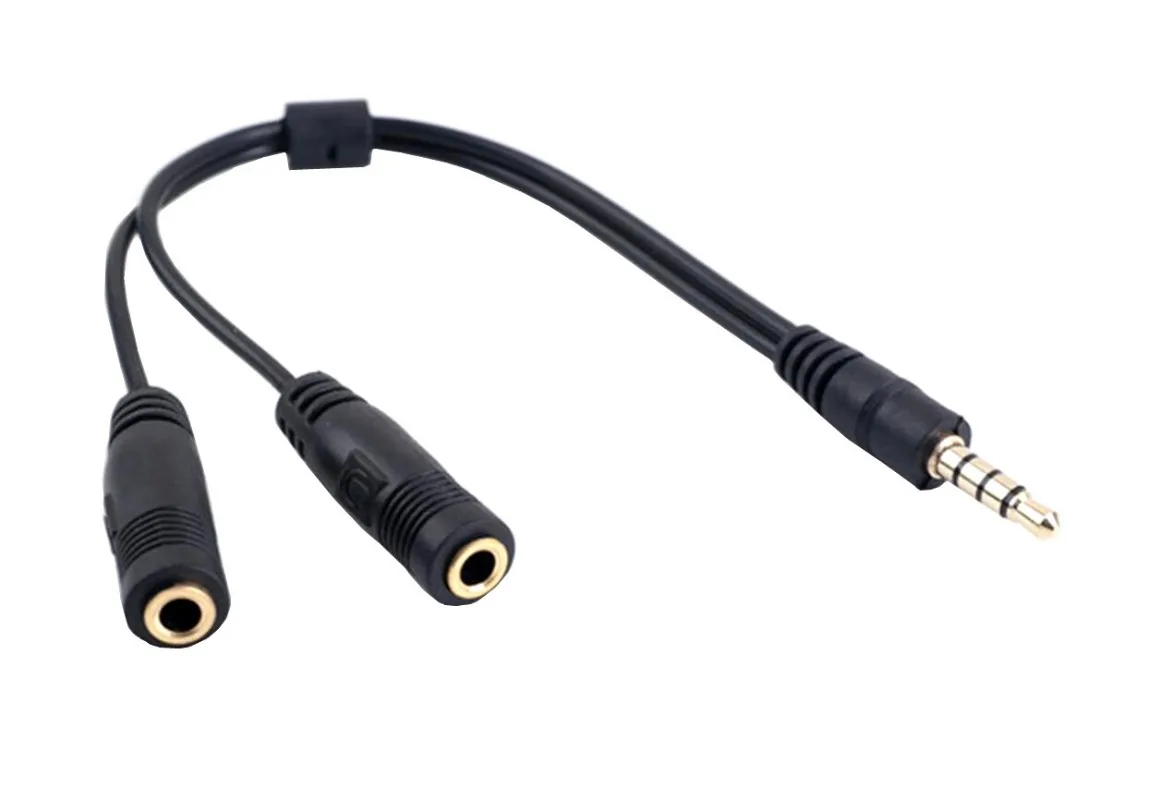 Gold-plated Laptop Headphone Cable 2-in-1 Single Hole Adapter Headset Computer Audio One-to-two Adapter