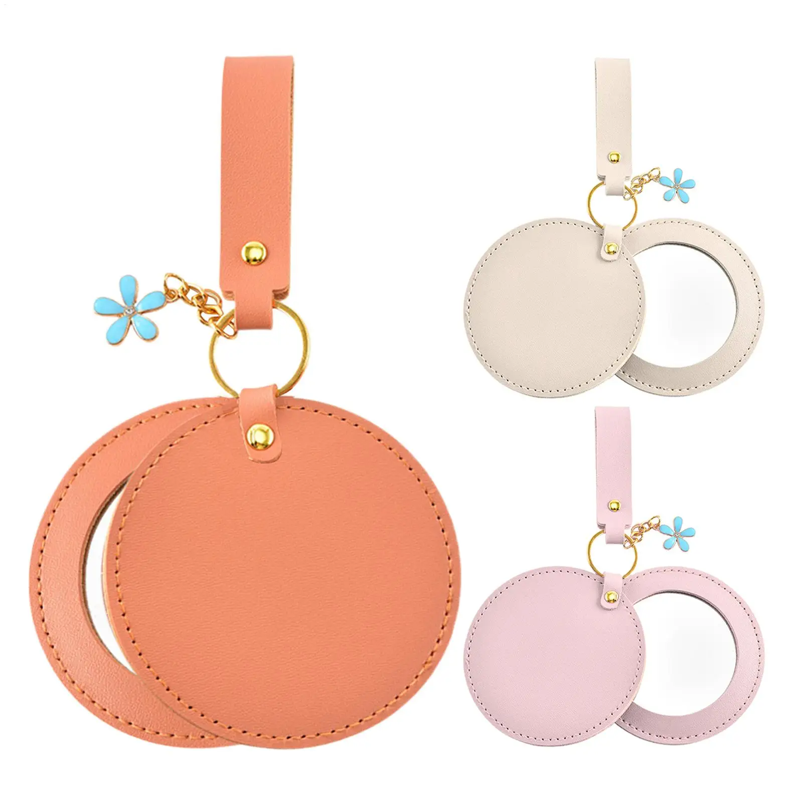 Portable Travel Mirror Round Compact Handheld Mirror Stylish Cosmetic Mirror for Purse, Women, Outdoor, Vacation & Daily Styling