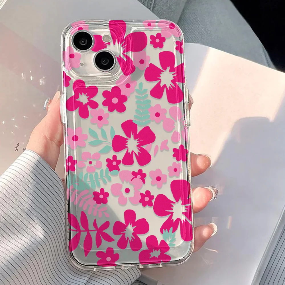 Funda de teléfono transparente con flores para iPhone 17 16 Pro Max, Funda transparente para iPhone 11 15 12 13 14 Pro Max 17 Air 17pro 17 Max
