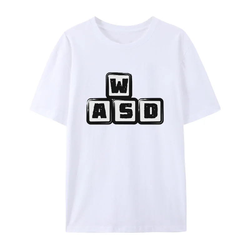 Funny WASD Computer Gamer Religion Cotton T Shirt Classic Unisex O-neck Loose Trend Casual Shirt Creative Hipster Streetwear