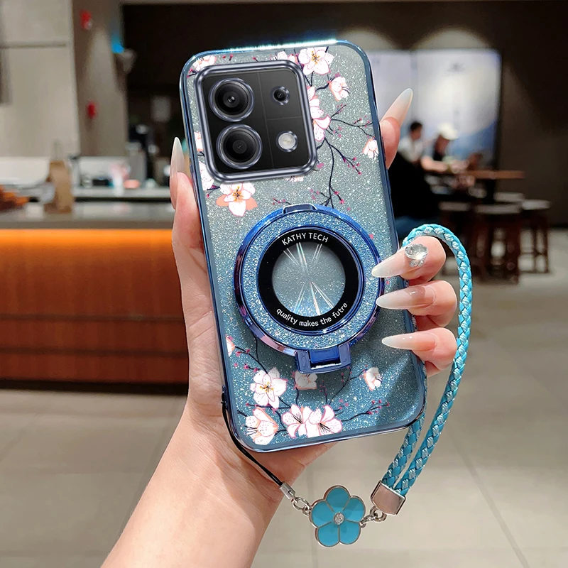 N ote 13 زهر الكرز تصفيح سوار حامل جراب هاتف ل Xiaomi Redmi ملاحظة 14Pro 12S 14 13Pro 12 13 12Pro 14ProPlus غطاء