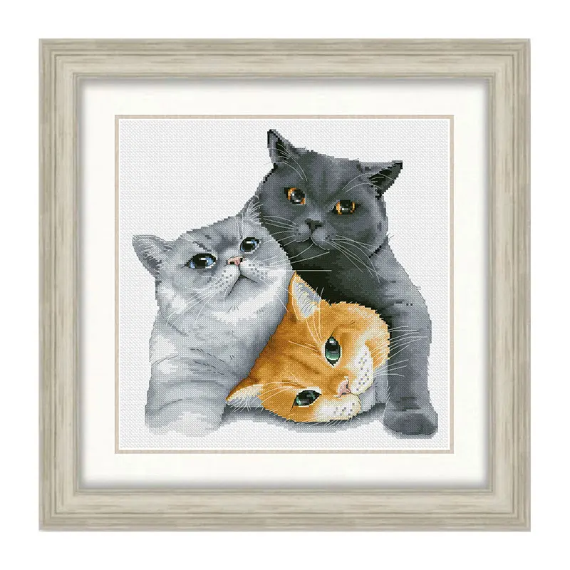 Fishxx Cross Stitch Kit D1022 Three Cats New Animal Precision Print