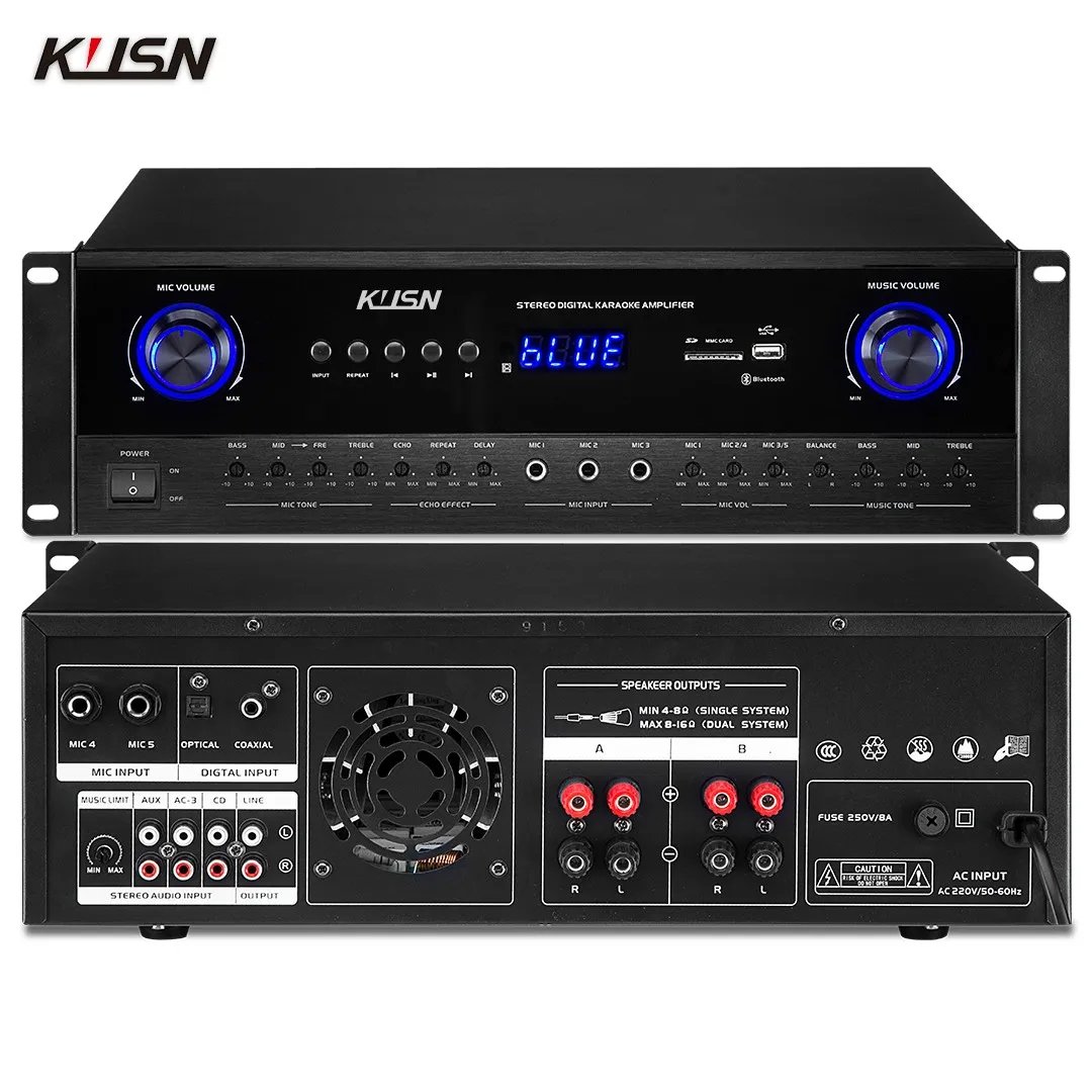 

Профессиональный цифровой усилитель мощности для караоке 350Вт+350Вт, 8 Ом, с DSP, подавлением обратной связи, для PA-систем, с USB и Bluetooth