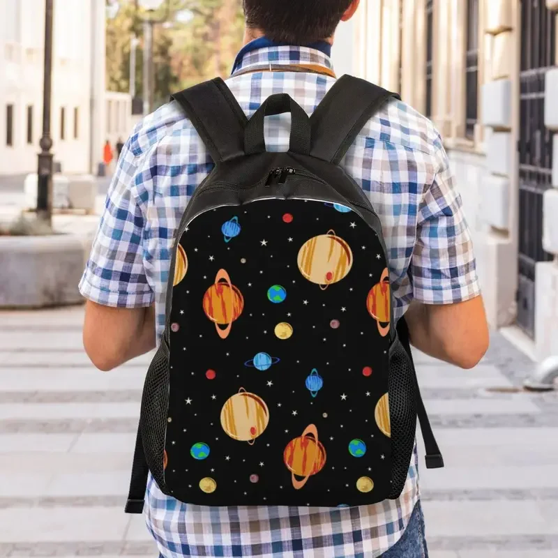 Cute Planets Pattern Laptop Backpack Women Men Fashion Bookbag for School College Student Space Galaxy Universe Bag