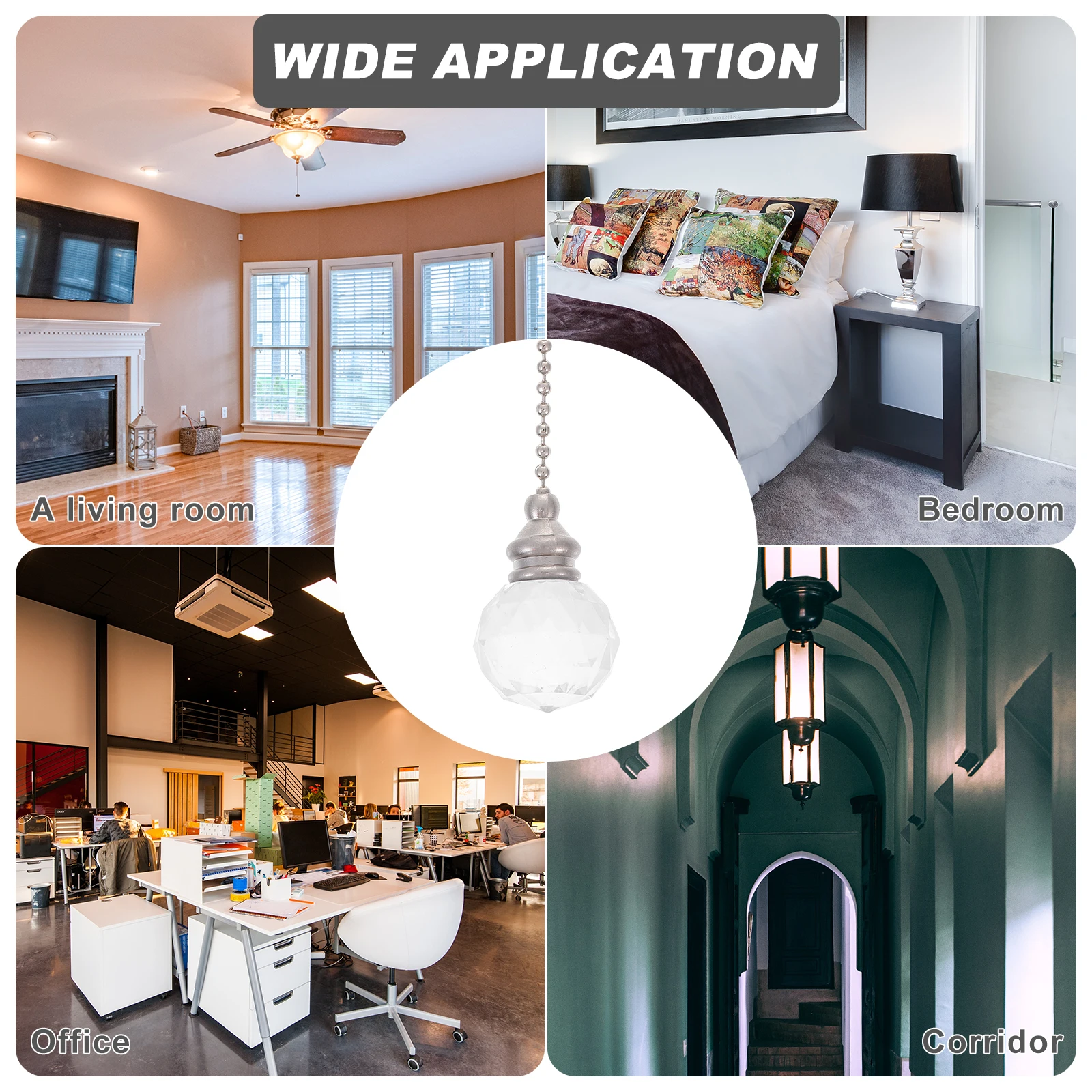 

2pcs Crystal Pull European Style Ceiling Decorative Lamp Pendant Home Decor Hanging Ornament Ceiling Light Unique Fan