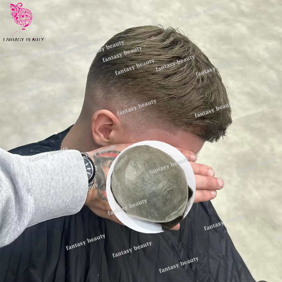 Indetectável linha fina natural invisível vloop completo plutônio ultra-fino pele peruca masculina 0.04mm preto cabelo humano prótese capilar