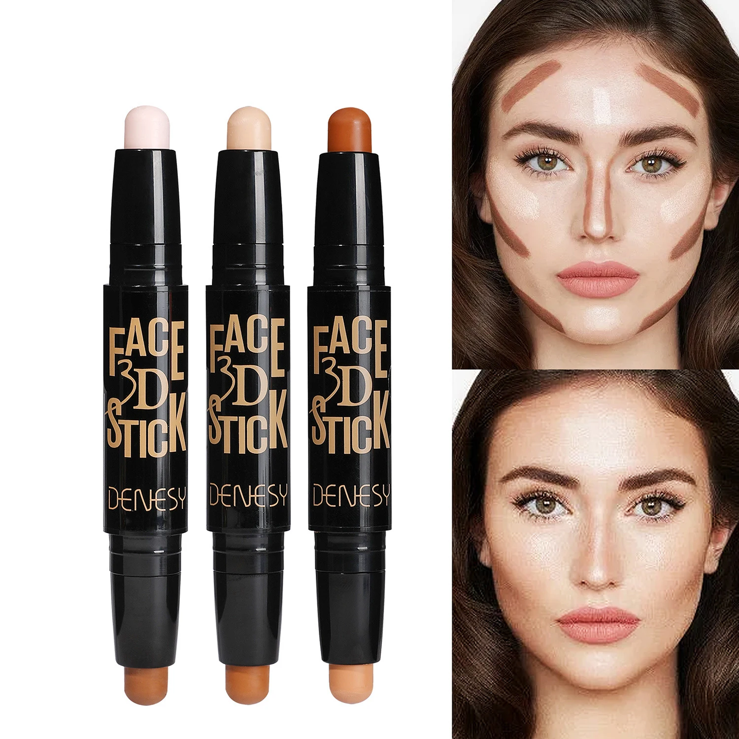 Matte Styling Stick Dark Brown Double Head Outline Pen Long Lasting High Color Dual Use Non Fading