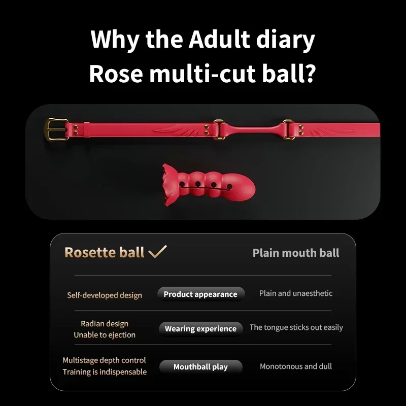 BDSM mainan seks berbentuk mawar Multi segmen bola mulut mawar sumbat mulut desain ergonomis produk seksual pasangan menstimulasi G Spot 18