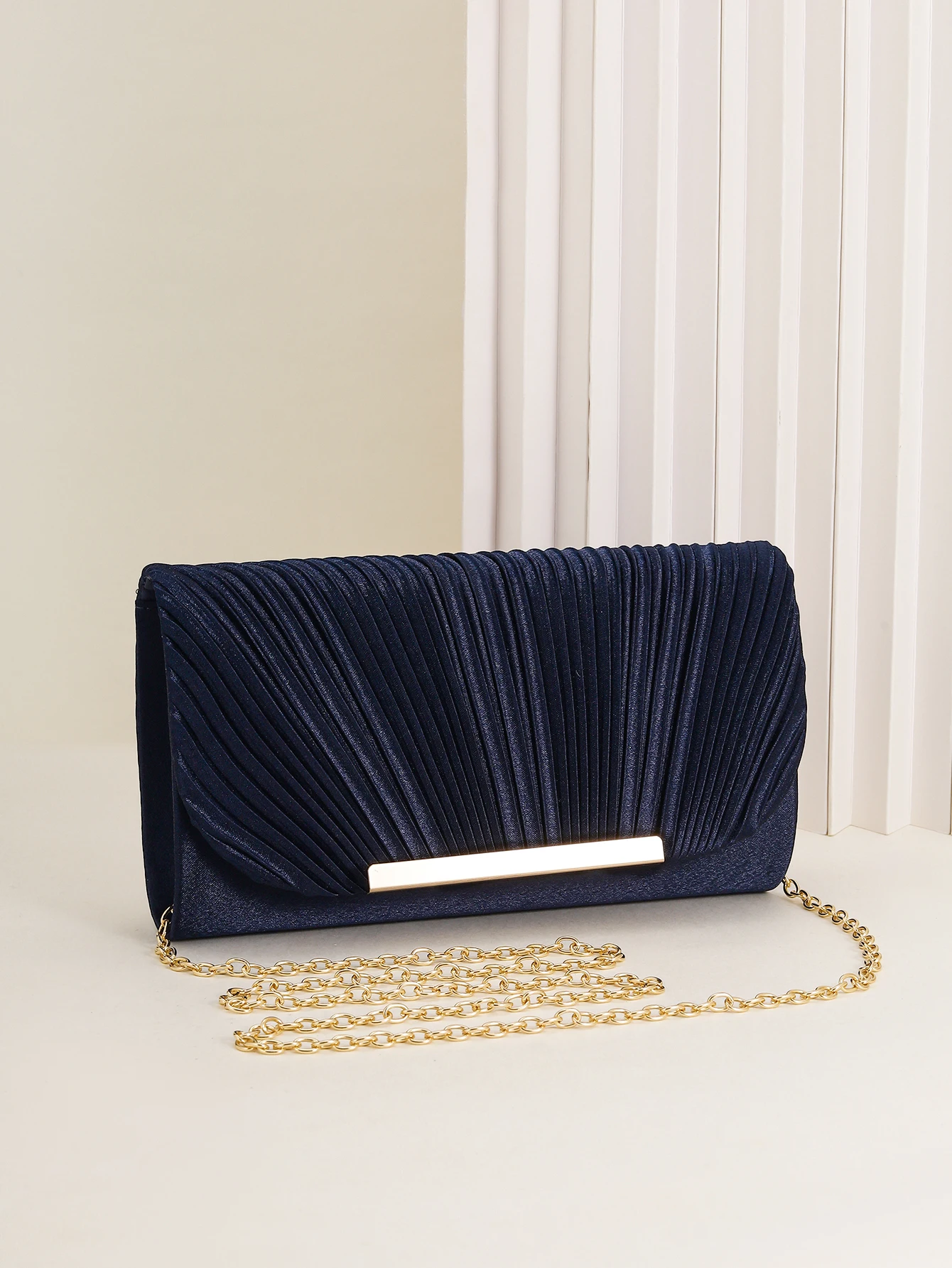 Damen-Abendtasche, Neue Kleine Quadratische Tasche mit Kette, Plissee-Design, Geeignet für Partys, Hochzeiten, Bälle, Bankette – Detail 32