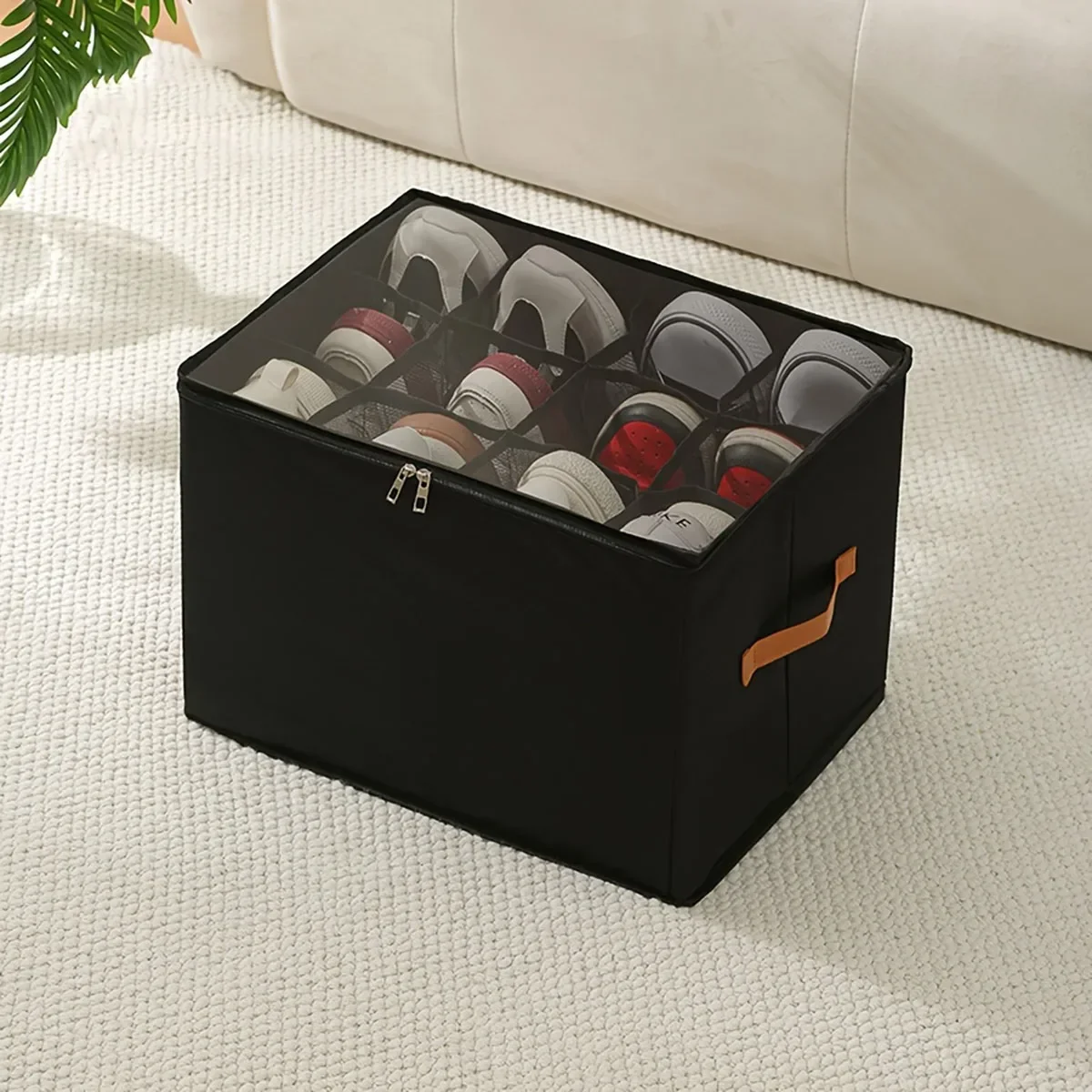 Pure Color of Household Clothing Shoes Bin with Cover Finishing Receive a Case 12 Fabric Folded Wardrobe Underwear Sorting BinFoldable Fabric Storage Box Factory Bulk Wholesale Affordable Closet Organizer Bin, Home Bedroom Clothes Storage Container