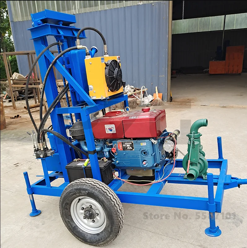 120m 150m Depth 22HP Diesel Engine Water Well Drilling Rig Water Well Drilling Machine Mobile Rig With Wheels And Tractor