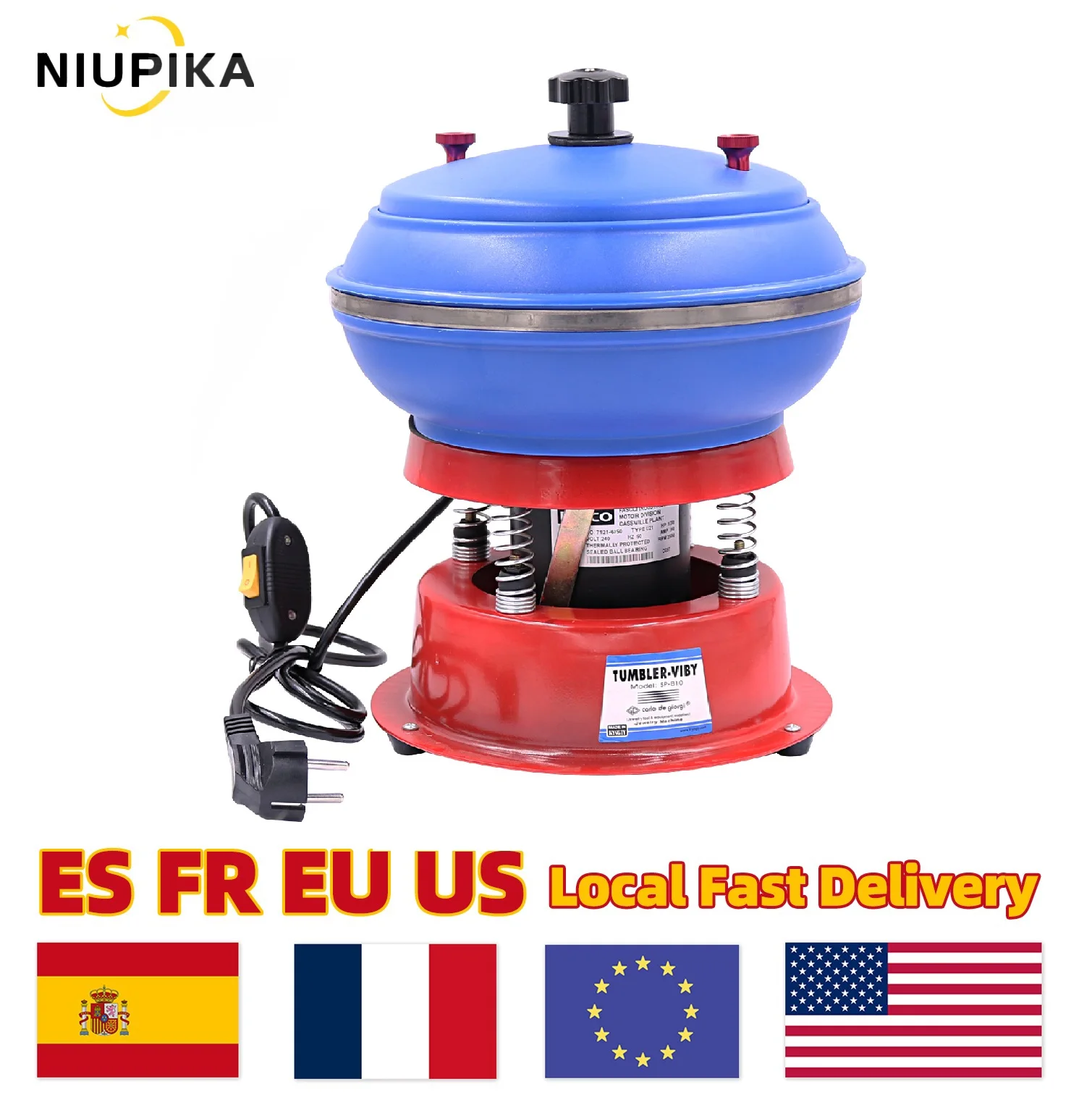 NIUPIKA 8inch Tumbler Vibrating Polishing Machine 3kg Capacity For Metal Jewelry Vibratory Polisher Vibration Grinder Tools