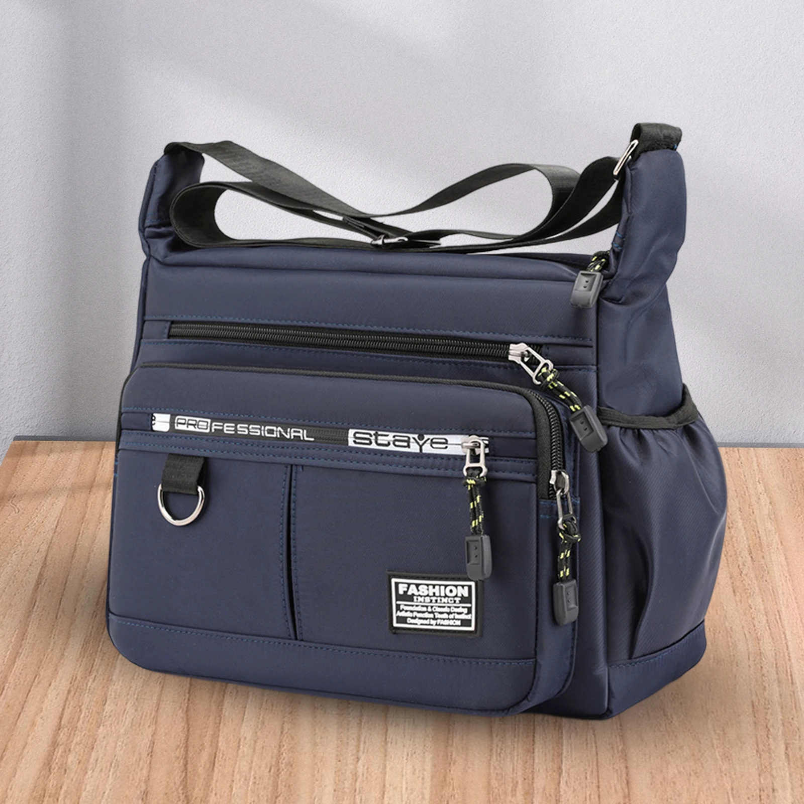 Bolsa de ombro masculina de várias camadas, com zíper de grande capacidade, oxford, casual tiracolo, bolsa luxuosa para viagem, bolsa de compras