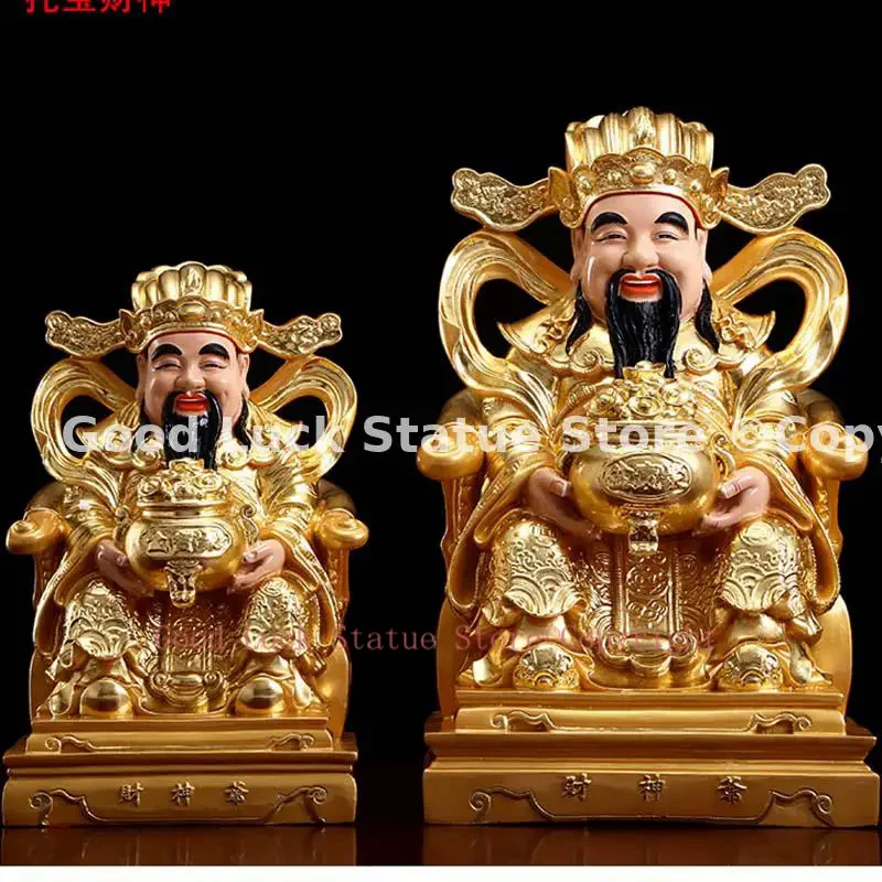 

High grade HOME SHOP Company Efficacious Talisman Money Drawing Business booming gold gilding wealth God CAI SHEN copper statue