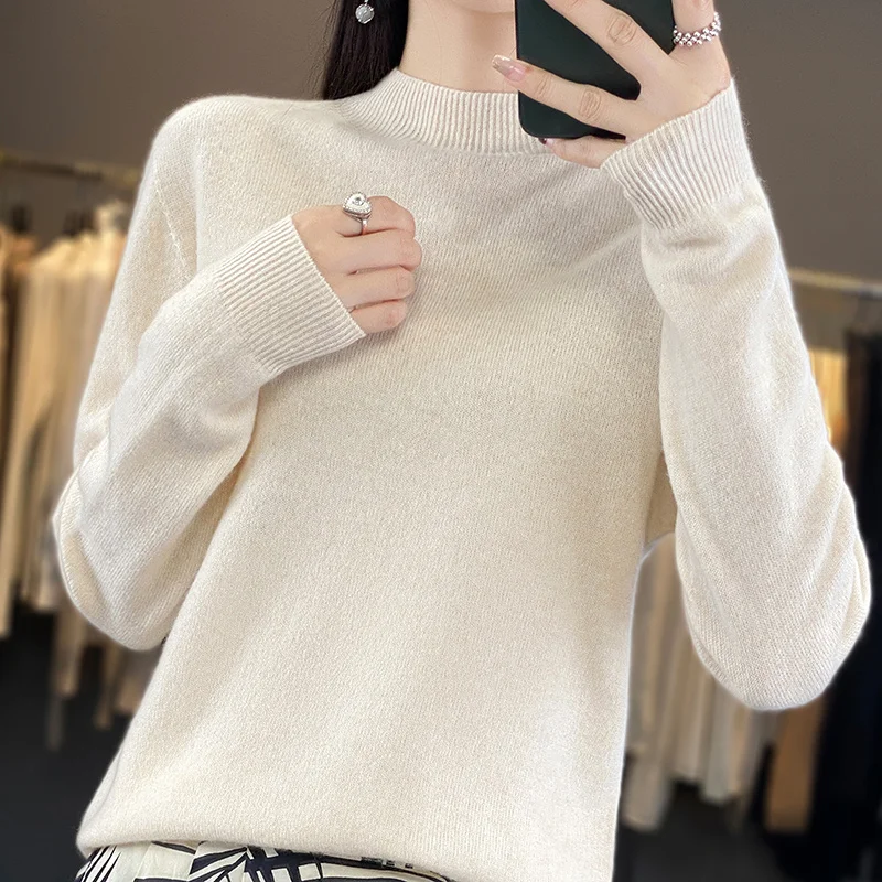 25 Colors 100% Pure Wool Half-neck Pullover In Autumn And Winter New Cashmere Sweater Women\'s Casual Knit Top Women\'s Top