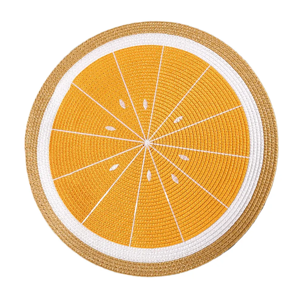 1Pcs Heat Insulation Tableware Mat Round Placemat Lemon Pattern Anti-Slip Dish Pad Plate Bowl Pad Table Decoration Home Dorm