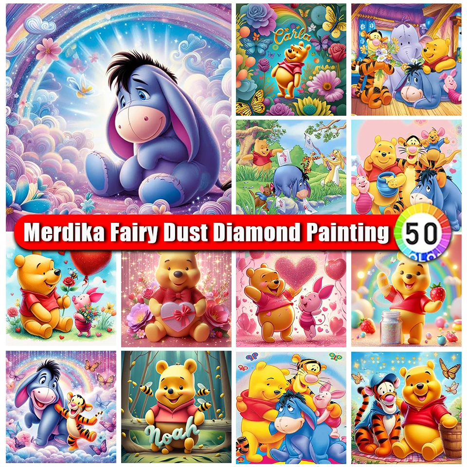 

Picture Size Fairy Dust Diamond Painting Disney Winnie The Pooh Diamond Embroidery Cross Stitch Rhinestones Mosaic Anime Art