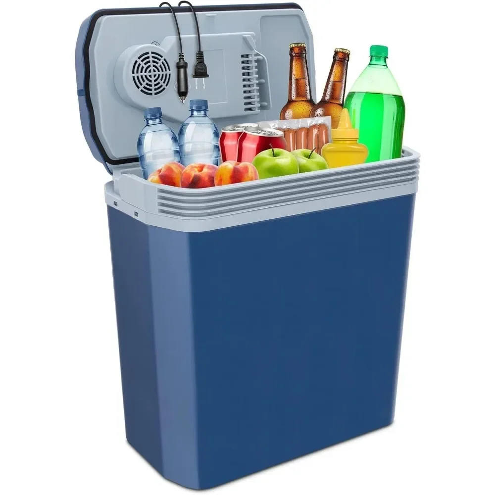 

%a Electric Cooler & Warmer with Handle, 24 L Portable Thermoelectric Fridge 110V AC Home Power Cord & 12V Car Adapter for Cam
