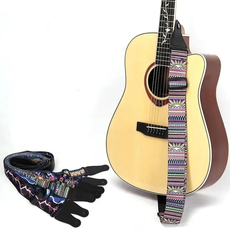 New Adjustable Guitar Strap Ethnic Style Retro Shoulder Strap for Ukulele Bass Electric Acoustic Guitar Folk Guitar Accessories