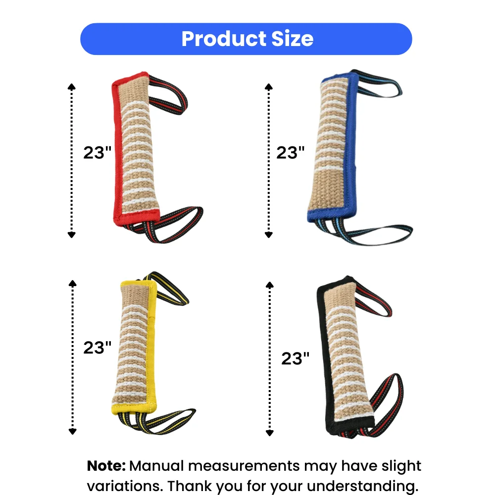 15PCS per Carton 4 Colors Assorted Jute Dog Bite Tug Toys with Dual Handles for Training