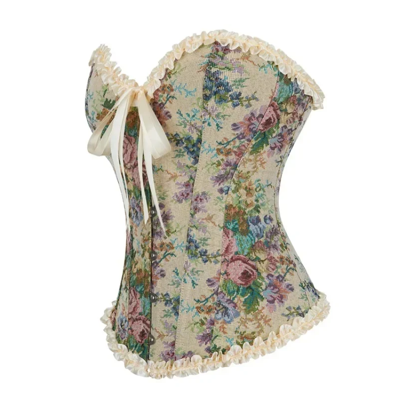 أزياء المرأة كورسيه فوقي للنساء أعلى المشدات حجم كبير مثير الدانتيل يصل الأزهار خمر القوطية الملابس الداخلية المشدية Korsett