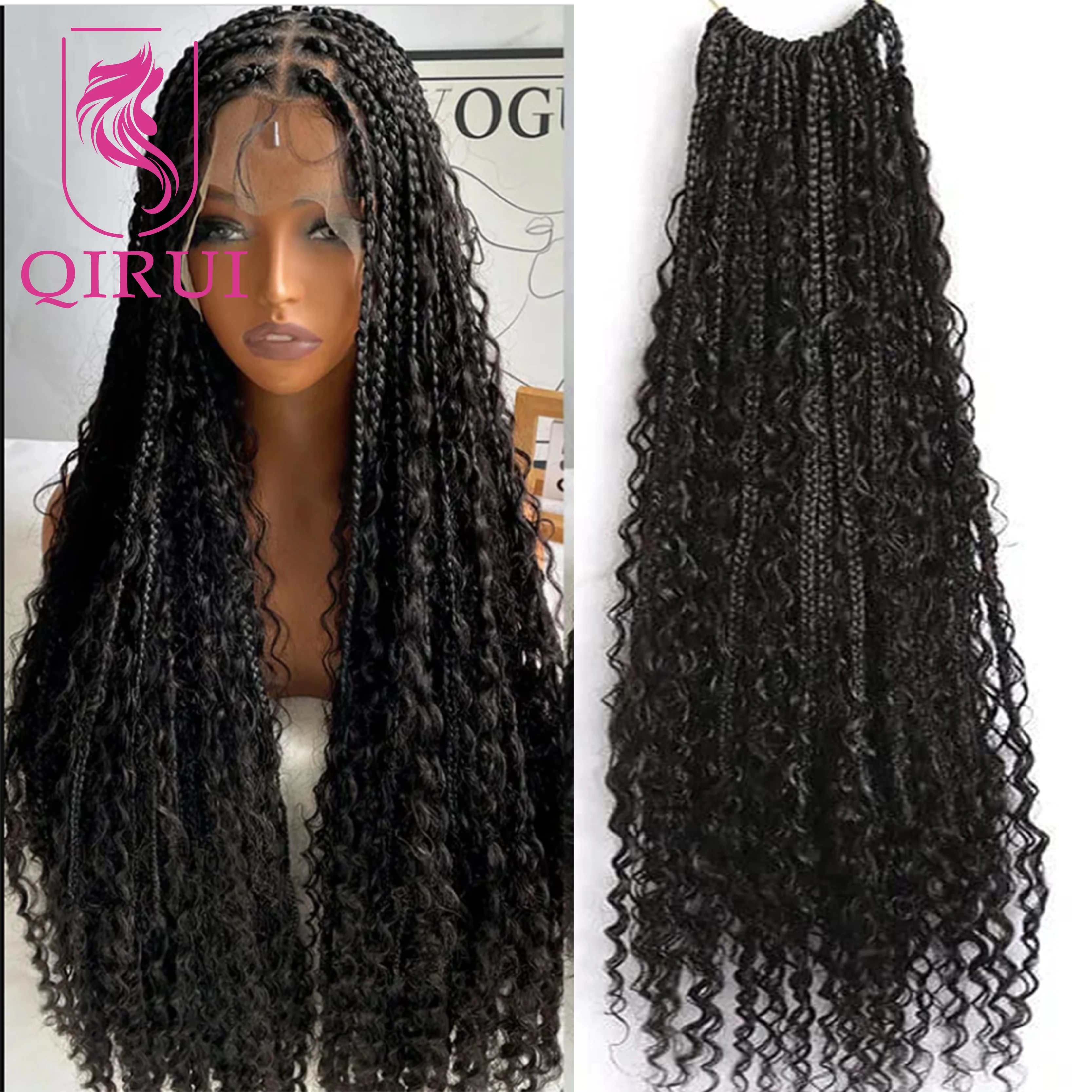 Human Hair Crochet Boho Box Braids With Human Curls 24Inch Synthetic Braid With Human Hair Curls Braiding Hair Extensions