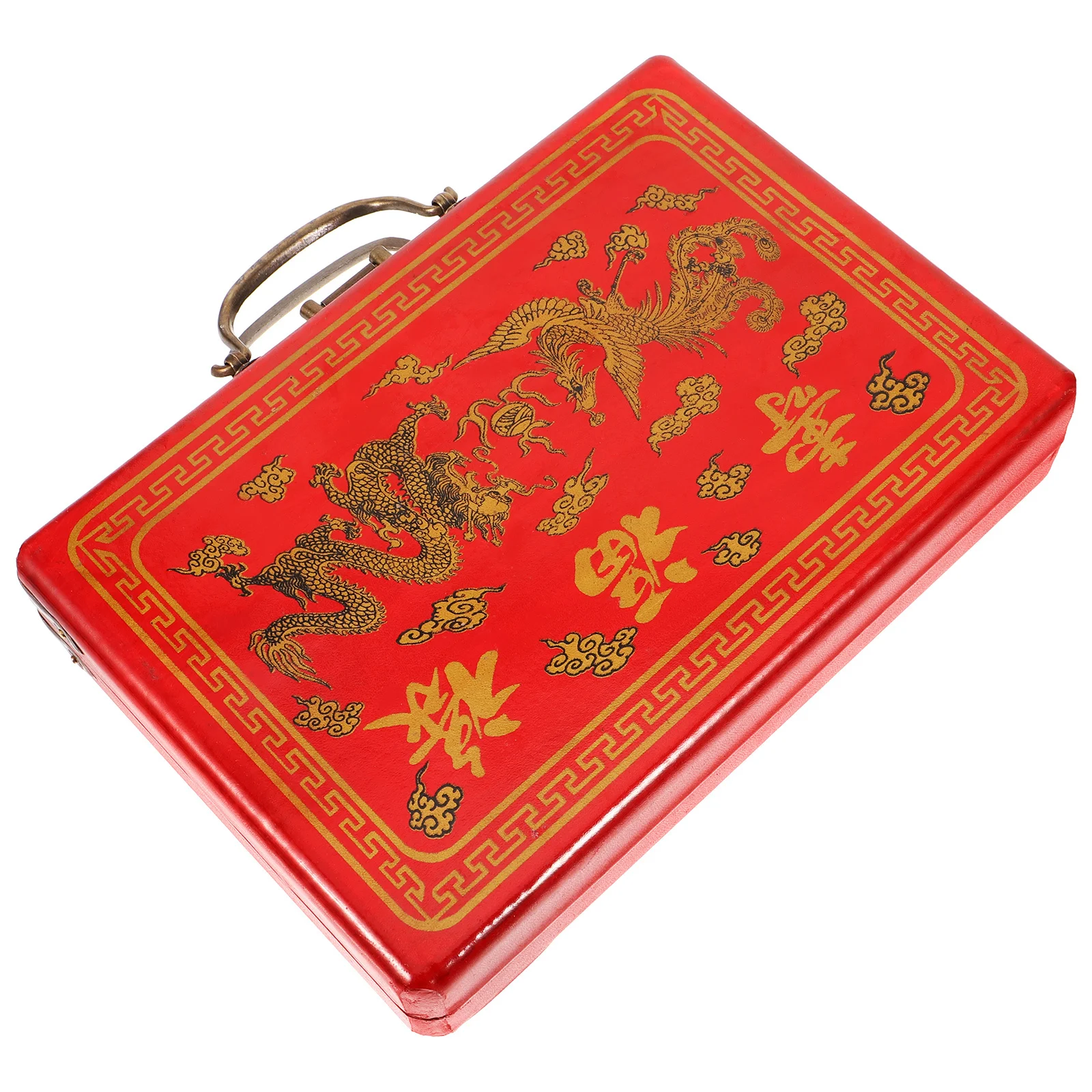 Houten Mahjong opbergdoos Vintage stijl rechthoekige draagtas Grote capaciteit Mahjong Set houder geschenkverpakking