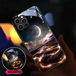 Luxury Beach Starry Sky Pattern LED Light Glow Luminous Phone Case For Samsung S26 S25 S24 S23 S22 S21 S20 Note 10 20 Plus Ultra