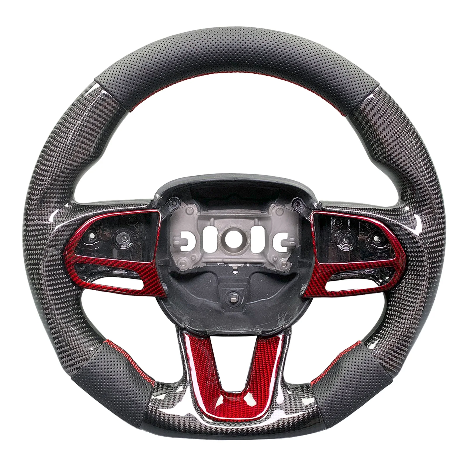 Customized Leather & Carbon Fiber Steering Wheel For Dodge Hellcat Charger Challenger SRT