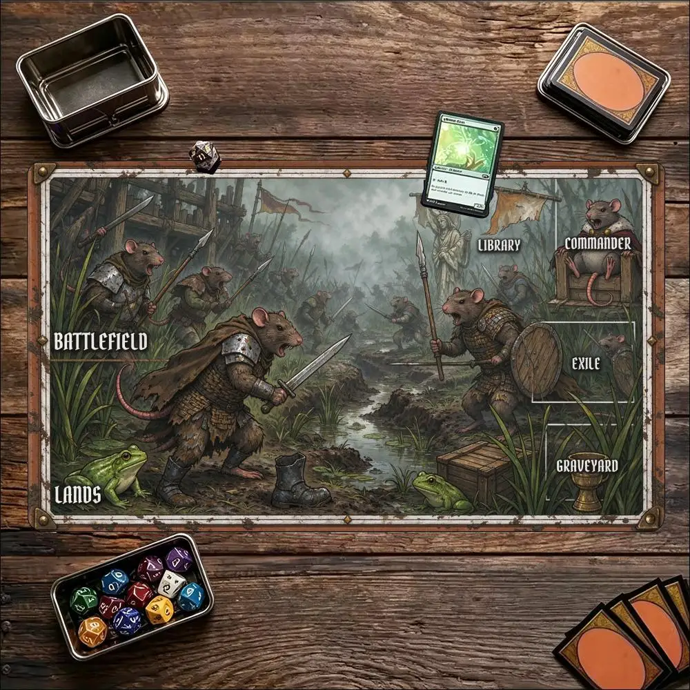 Wilderness Explorer TCG Playmat Card Zones Non Slip Rubber Game Pad Smooth Tabletop Battle Mat for Trading Card Game Fans