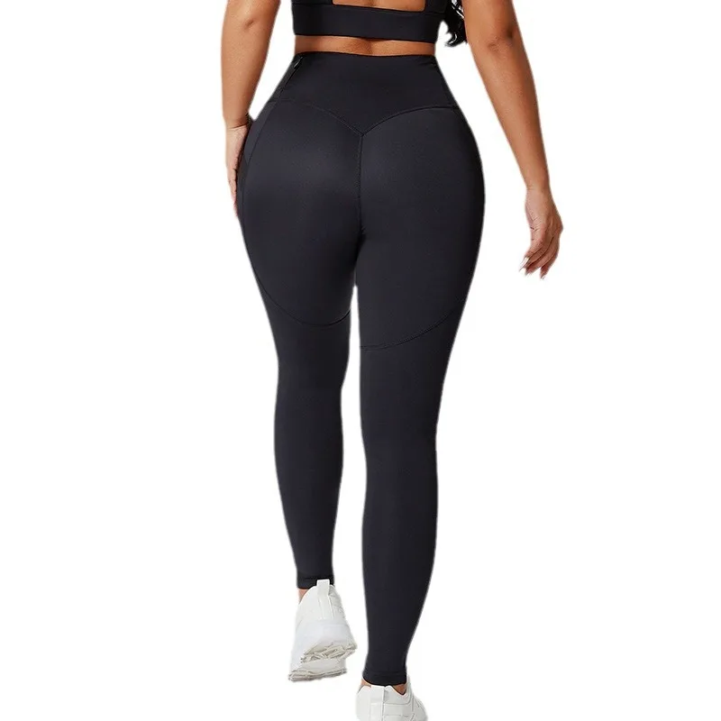 Women Yoga Pants Side Loop Nylon Spandex High Waist Butt Lift Gym Fitness Leggings Reflective Running Tights with Zip Pocket