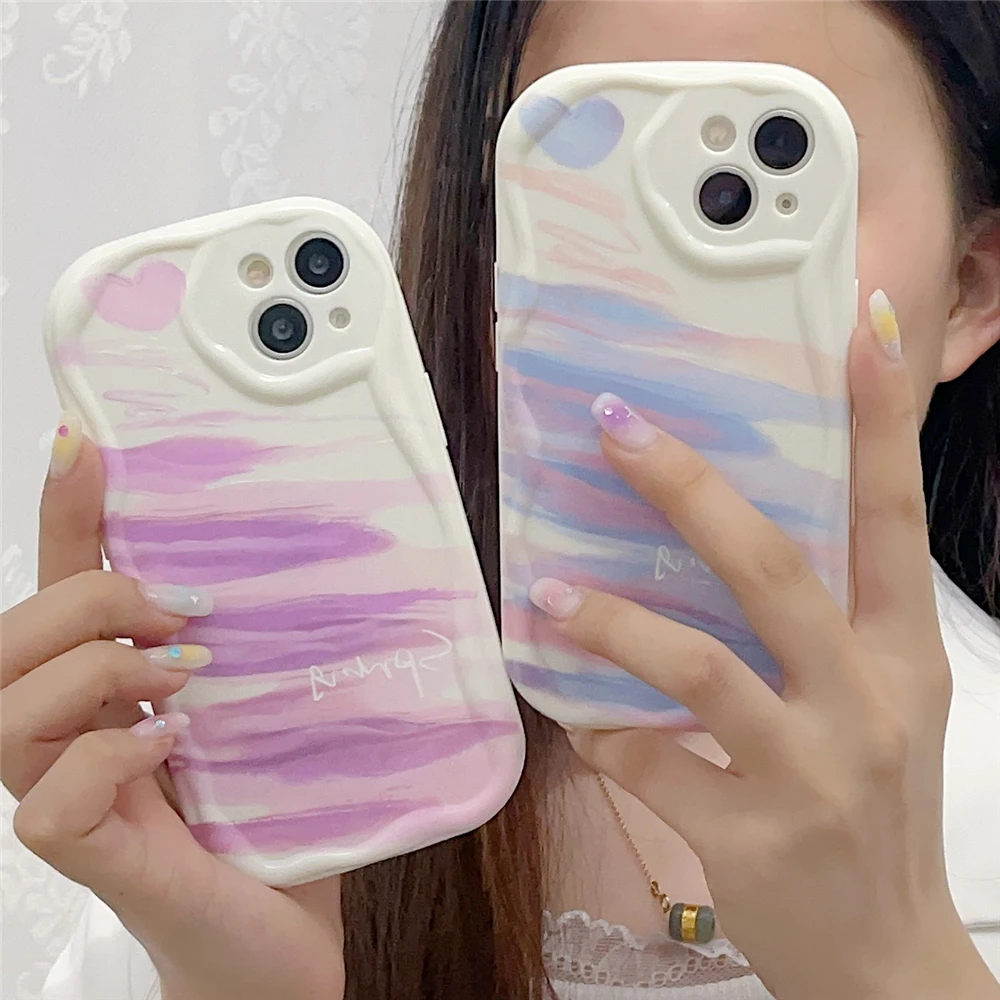 For iPhone 11 12 13 14 Pro Max X XS XR Max 7 8 Plus SE2 Phone Case INS 3D Stereo Wave Cream Graffiti Colorful Soft Silicon Cover