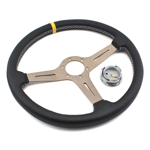 Volante de modificación de coche todoterreno de 15 pulgadas y 380MM, herramientas universales para volante de carreras competitivo de cuero de gran diámetro