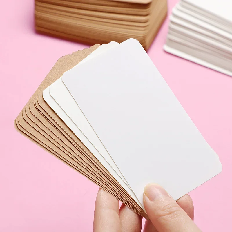 100pcs/box Kraft Paper Blank Business Card Message Thank You Writing Card Label Bookmark Learning Card