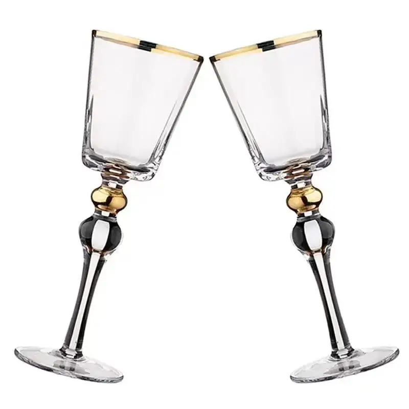 Northern Europe Phnom Penh Goblet Wine Glass Vintage Red Wine Glass Gold Edged Champagne Whiskey Cup Household Bar Drinkware