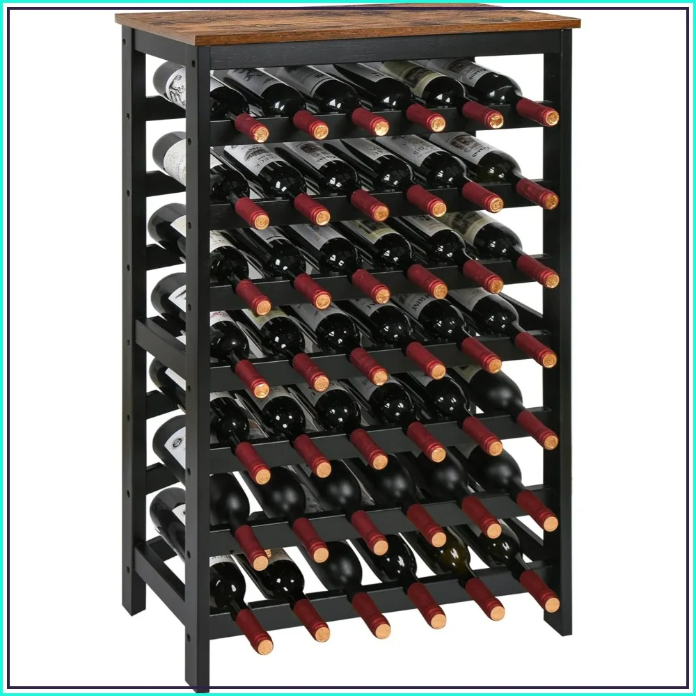 

42-Bottle Bamboo Wine Rack, 7-Tier Freestanding Floor with Table Top, Wine Storage Shelf for Kitchen Dining Room Bar