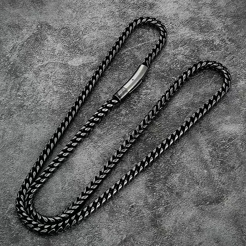 Vintage Round Grinding Encryption Cuban Necklaces Stainless Steel Hip Hop Men Personalized Fashion Versatile Necklace Jewelry