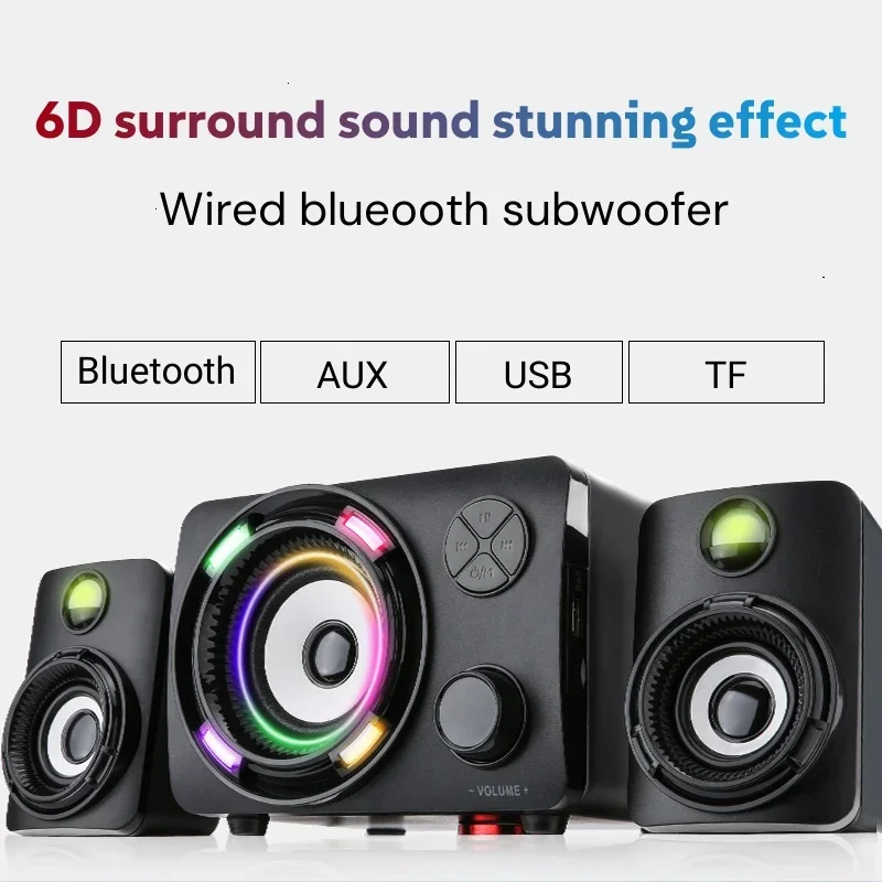 Cool Desktop Audio Home Office USB Wired Sound Box Computer Notebook Audience Bluetooth Speaker Laptop 2.1 RGB Gaming Speakers