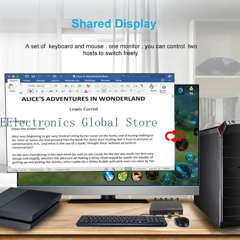 

462B HDTV KVM-переключатель, 2 порта USB, селектор видеоисточника, разрешение 4K 3840x2160 при 30 Гц