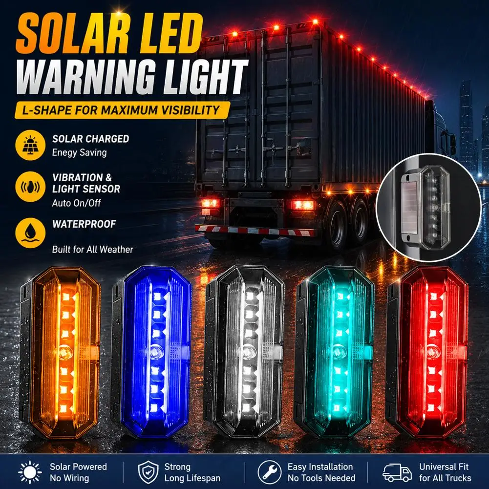 Solar Powered LED Warning Light Wireless Side Mark Light LED Strobe Anti-collision Safety Lamp For Truck Trailer SUV Car