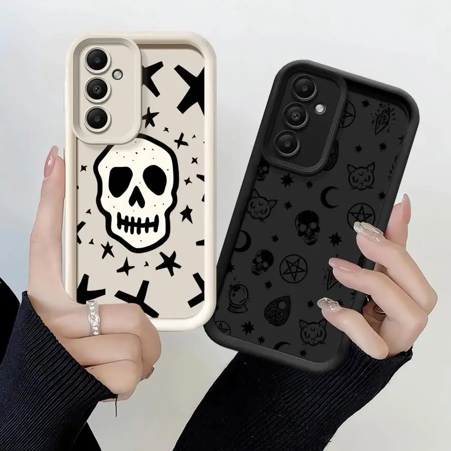 Capa para samsung galaxy a26 a22 a32 a33 a56 a34 a36 a24 a13 a23 a12 a16 a14 casca macia padrão de caveira