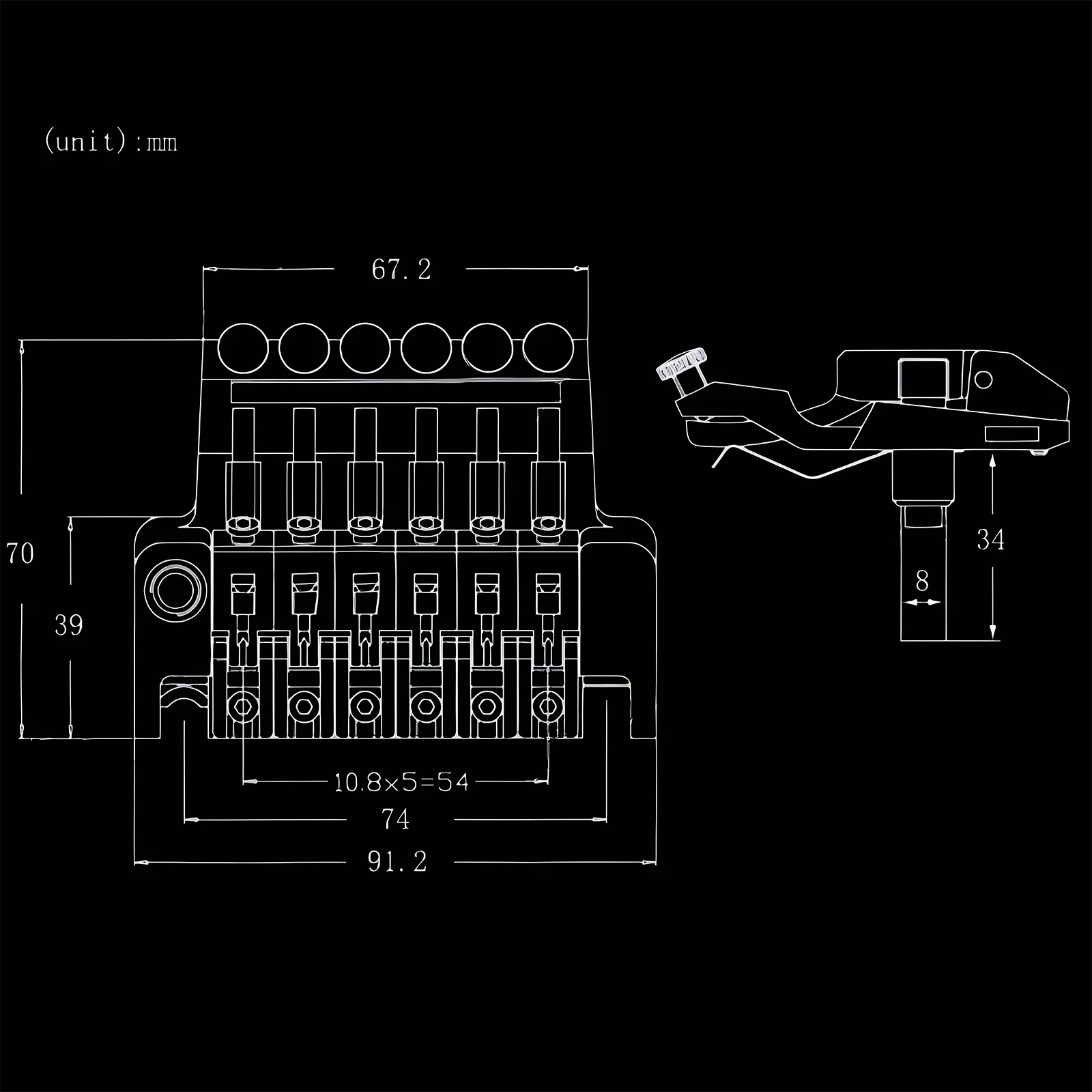 Easy Installation And Adjustment Double Locking System Aesthetic Appeal Tremolo Bridge Set Aftermarket Replacement