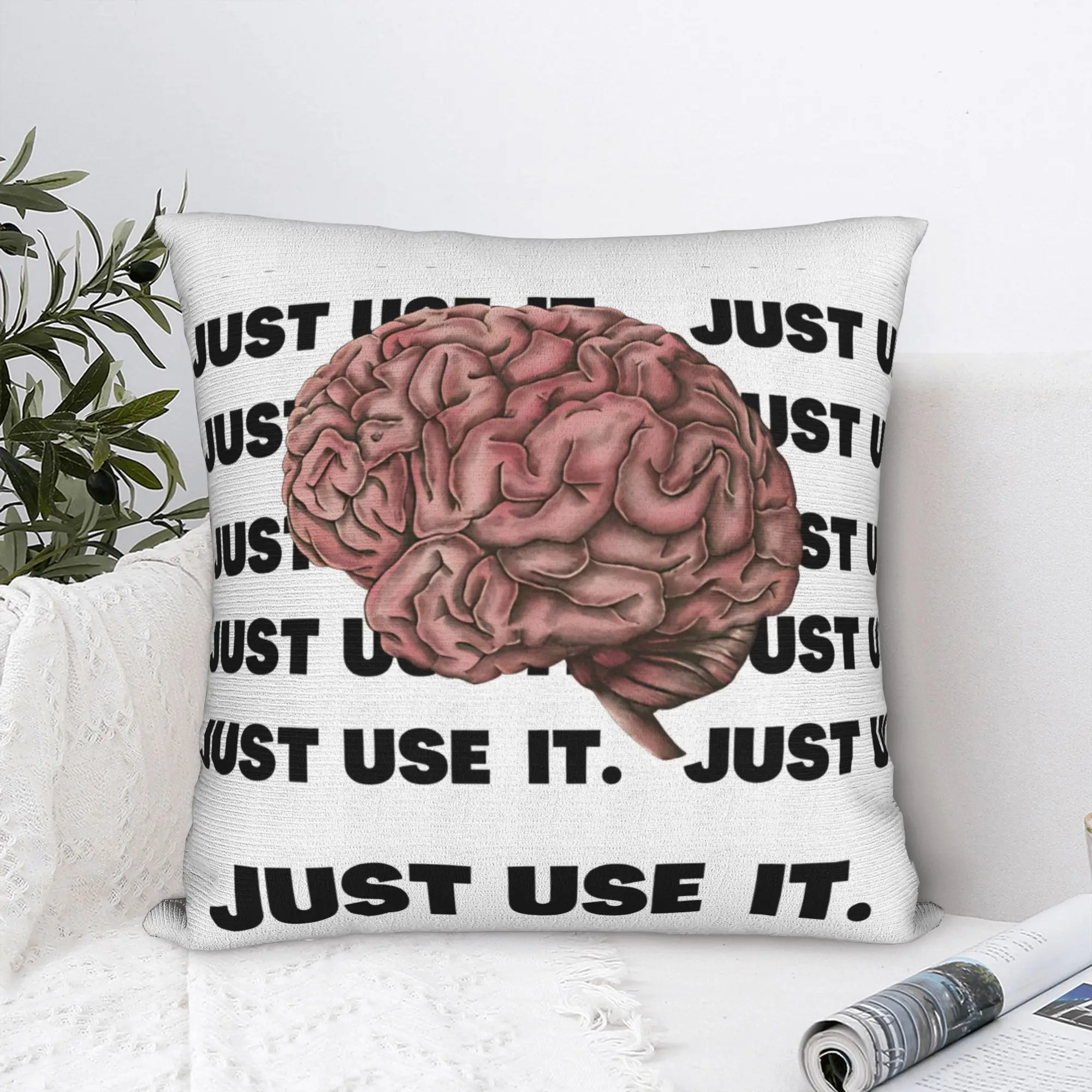 Just use it  Square Pillow Case Polyester Decorative Pillow Brain  , Custom Cushion Covers