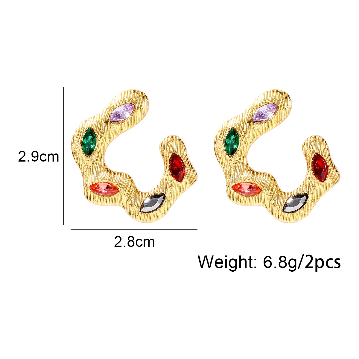 2024 Trend New Personality Irregular Metal Rhinestone Stud Earrings for Women Korean Fashion Simple Jewelry Party Accessories