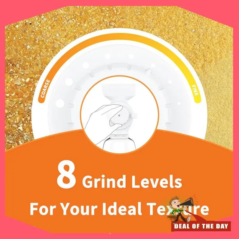 تسليم خلال 24 ساعة لمرفق مطحنة الدقيق لخلاط كيتشن ايد، مطحنة حبوب 8 مستويات للقمح والشوفان والفاصوليا والقهوة