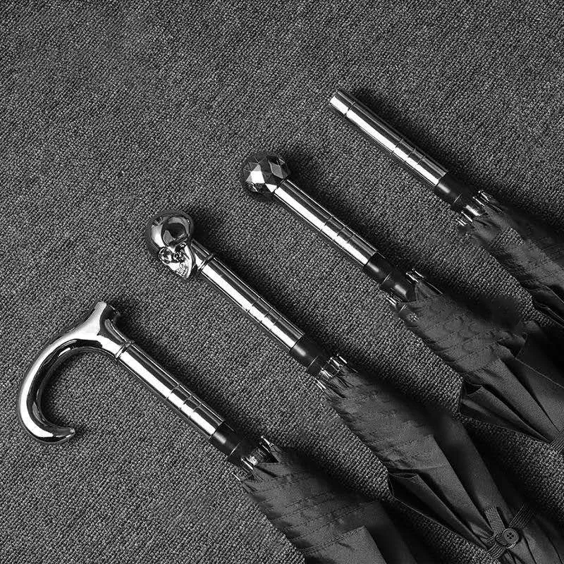 مظلة كلاسيكية سوداء كبيرة للرجال والنساء مظلة سيف للدفاع عن النفس فاخرة بمقبض طويل مظلات رجال الأعمال مقاومة للرياح #5