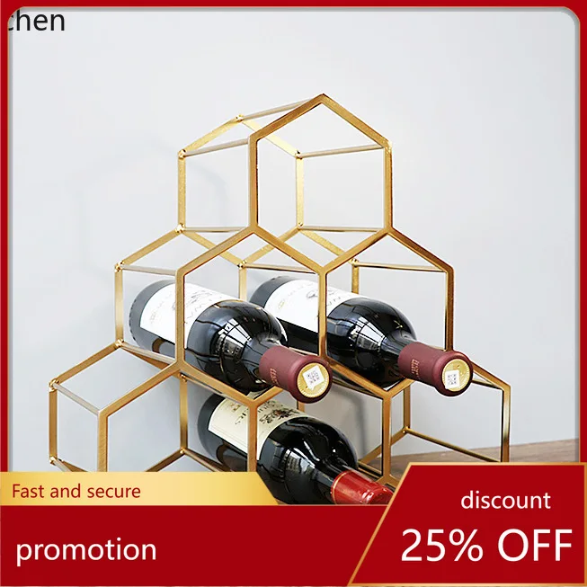 

Zml modern minimalist creative hollow iron wine rack bar metal ornament