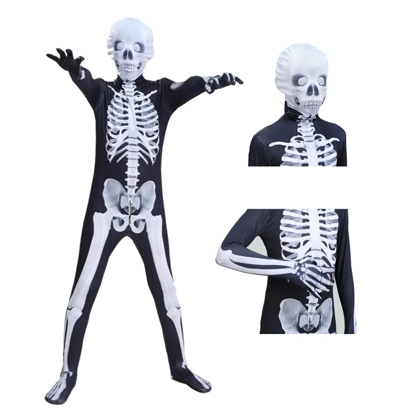

Adult Halloween Skeleton Living Dead Zombie Costume Cosplay kids Swamp Bloody Skull Monster Purim Carnival Party Deluxe Costumes