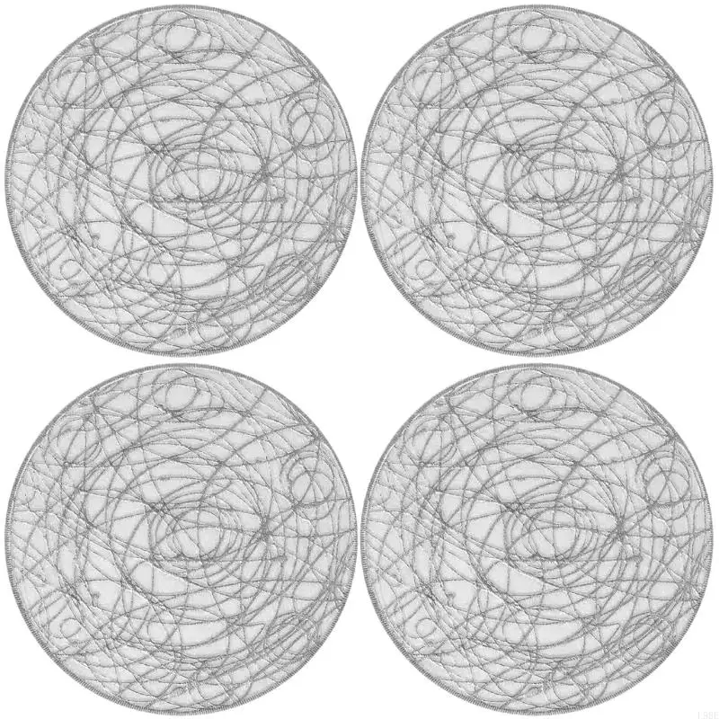 L9BE 4 Pack PVC Cup Coasters Gold Foils Pattern Heatproof Materials Convenient Design Perfect for Camping Dinner Parties